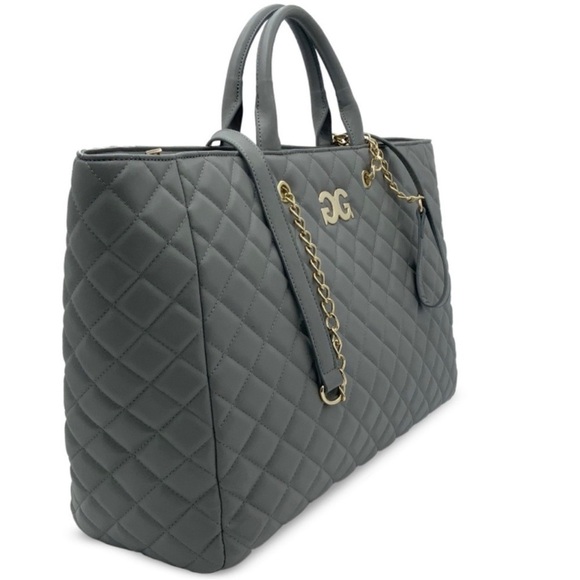 NWT Gilda Paris Large Quilted Tote Grey MSRP $199 - Picture 2 of 6
